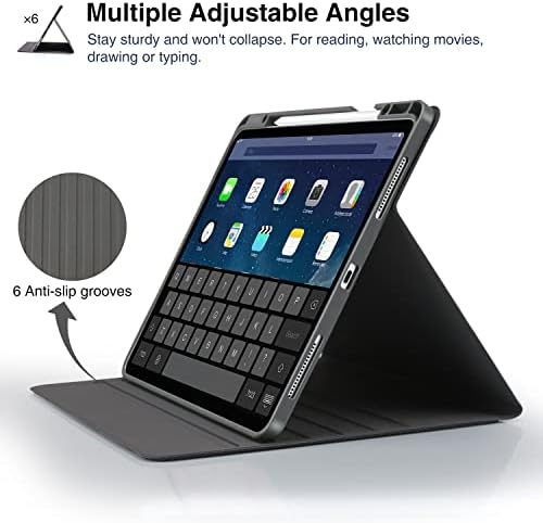 Калъф за iPad Air 5-то поколение 2022 / Калъф за iPad Air 4-то поколение 10,9 2020 с вграден държач за моливи, смарт капак с възможност за гледане под различни ъгли, автоматично изкл