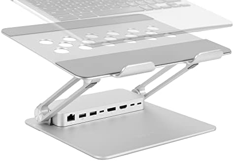 VIVO Универсална Ергономична докинг станция за лаптоп с регулираща се на височина 11 x 9 инча с USB-C, USB-A, HDMI 4K60, DP 4K60, PD,