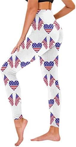 Гамаши, с висока талия и Модел за жени, САЩ, 4 юли, Непрозрачни Спортни Спортни Панталони с контрол на корема, Флаг на САЩ
