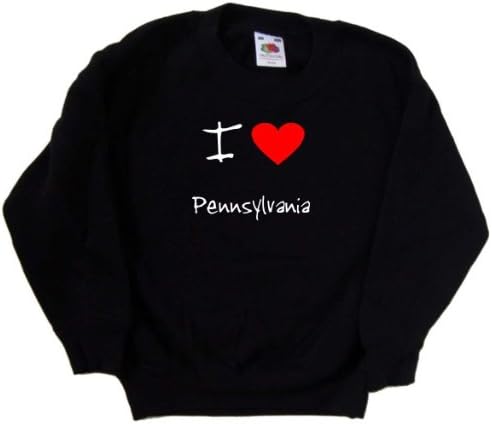 Черна детска Hoody I Love Heart Pennsylvania