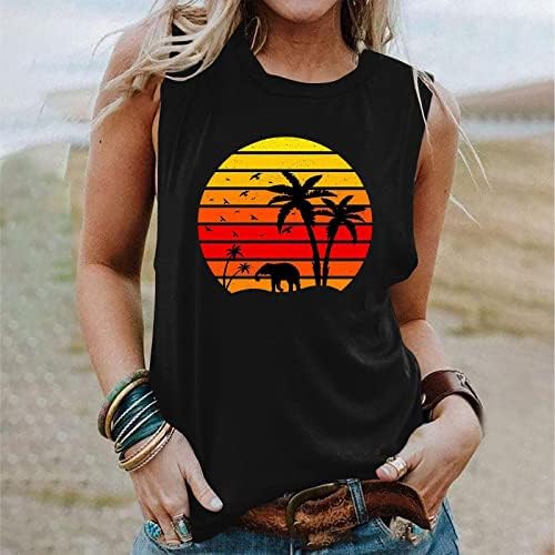 Тениска Sunset за Жени, Ретро Тениска с Изображение на Залез слънце, Прекрасна Тениски, Летен Топ Без Ръкави