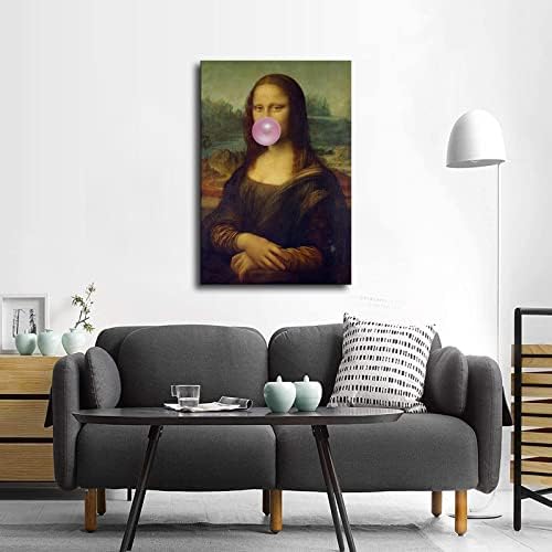 Шедьовър на Леонардо Да Винчи Мона Лиза, Плакат с розова дъвченето на Ластик, Художествен Плакат с принтом, Плакати за декор на Съвременната Семейна Спалня (16x24 инча