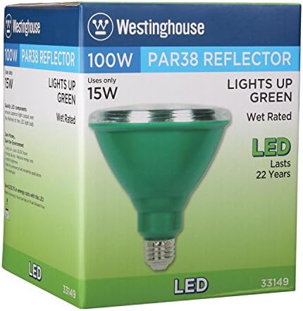 Уестингхаус Lighting 3314920 100-Ватов Еквивалент на PAR38 Прожекторной Зелена Външна Атмосферостойкой led лампи със Средна цокъл (6 бр.), брой лампи 6 (1 бр.)