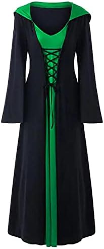iQKA, бельо Макси рокля с дълъг ръкав и качулка, дъждобран, големи размери, дълги рокли с превръзка на талия в стил ретро костюм от епохата