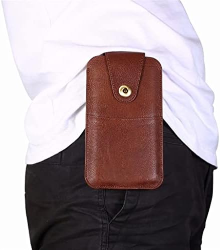 SDFGH Калъф-клипса за телефон от естествена кожа, Поясная чанта, Мъжка чанта за карта с цип, чанта-кобур (Цвят: E, размер: 5,2-6,1 инча)
