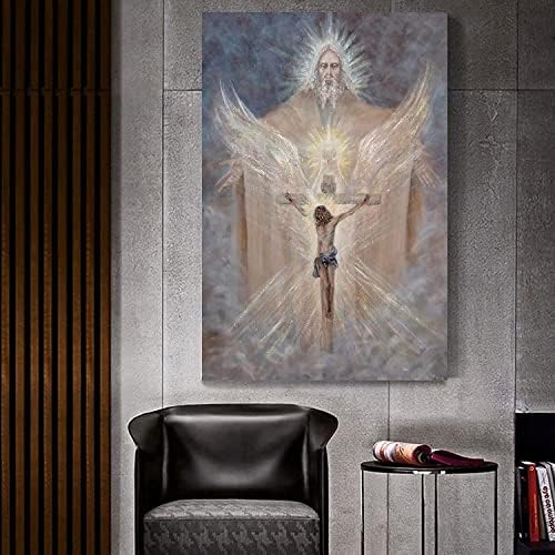 Плакат с Исус Христос, Св. Молитва на Бога Троица, Печат върху Платно, Модулни модели за Хола, Плакат на Стената, Начало Декор (08x12 инча-Без рамка)