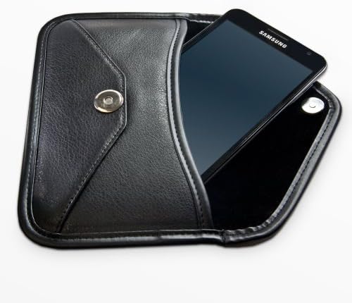 Калъф BoxWave, който е съвместим с Nokia 5.1 (Case by BoxWave) - Луксозен Кожен калъф-месинджър, дизайн своята практика-плик от изкуствена кожа за Nokia 5.1 - Черно jet black