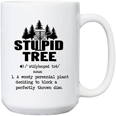 Бели чаши Elido Store Stupid Trees Definition - Керамична чаша, Stupid Trees Definition - чаши за Кафе за играчите на голф с диск като подарък за Коледа/Нова година - чаши за Кафе за учители диск-