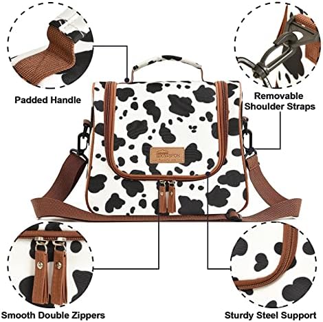 Случайна чанта за Обяд Buringer HOMESPON, Модерна Чанта-Хладилник, за многократна употреба Контейнер за Обяд с пагон за Работа, Пикник или за Пътуване (Крава)