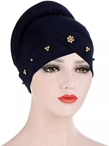 SAWQF, Дамска шапка-Шал, однотонная, расшитая мъниста, дамска шапка-Хиджаб, Тюрбан, Памук калъф, Вътрешна капачка-Хиджаб, шапки, Шапка, шал Под (Цвят: цветът 5, размер на: 1