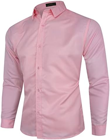Мъжки Модельная Риза Slim Fit, Бизнес и Официални Ризи с копчета, Ежедневни Ризи С Дълги Ръкави, Однотонная Гъвкава Риза Без Бръчки