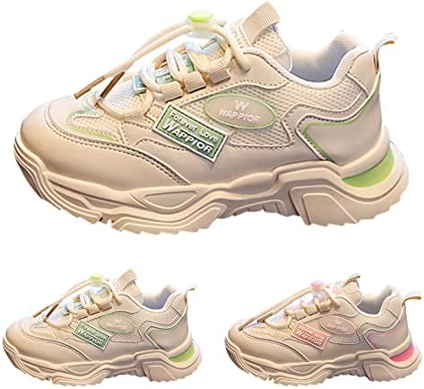 Модерен Пролетно-лятна детски спортни обувки За момичета В дебела подметка, нескользящая окото Дишащи обувки без застежек, Размер 4 (Червен,