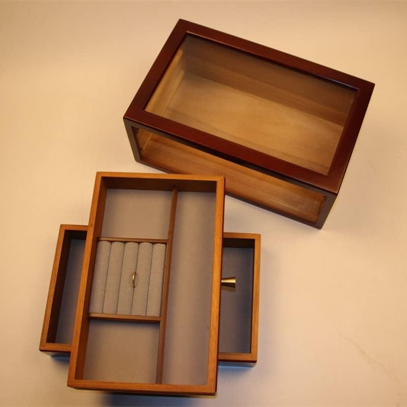 GENIGW Проста Двупластова Кутия За Съхранение на Бижута Колие Часовник Гривна Кутия За Съхранение на Настолна Кутия За Съхранение на Ретро Кутия За Съхранение
