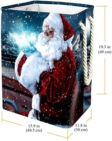 Домашен Дядо Коледа и Магически Тъмната Нощ 300D Оксфорд PVC, Водоустойчив Кошница за Дрехи, Голяма Кошница за Дрехи за Одеяла Дрехи Играчки в Спалнята