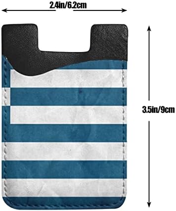 Гръцки Флаг Титуляр За Телефонна Карта Изкуствена Кожа Кредитна Карта Id Калъф за Носене с 3 м Лепило Ръкави За Всички Смартфони