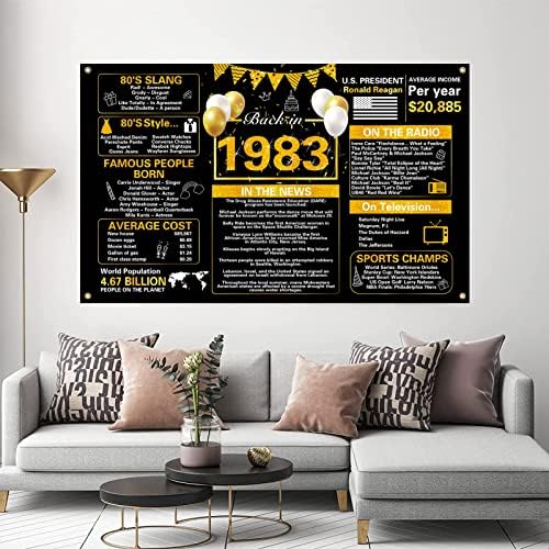 Украса Crenics от Черното злато на 40-ия ден от раждането, Ретро Банер на рождения ден на 1983 година, Голям 40-Годишният Плакат на годишнина