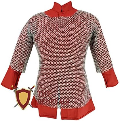 Средновековна Дамски Кольчуга Haubergeon Риза с къс ръкав Пръстен от Мека Стомана с Алуминиев Задника