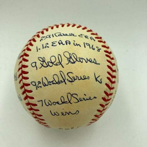Боб Гибсън подписа Едро Вписан Индикатор на Кариерата на футболист Реджи Джексън COA - Бейзболни топки с автографи