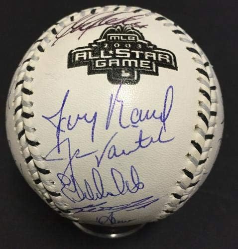 2003 AL All Star Team Подписаха Официален Бейзбол 24 auto Ichiro MLB Holo COA - Бейзболни топки с автографи