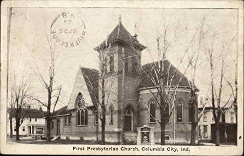 Първата Пресвитерианская църква Колумбия-Сити, щата Индиана, НА Оригинални Старинни пощенска Картичка
