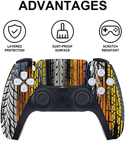 Цветна Пътека за гуми, 3 бр. Стикер за цялото тяло, Стикер за PS5 Digital Edition за конзолата PS5 и контролер