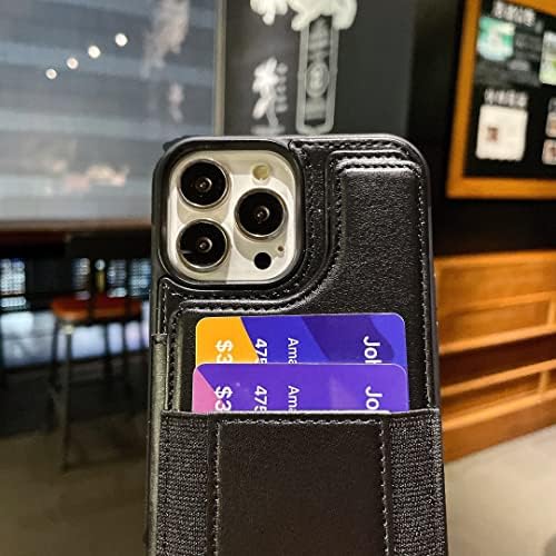 QIXIU е Съвместим с мек калъф за телефон iPhone13 Pro Max, една чанта-портфейл от изкуствена кожа с ластик и стойка за притежателя на