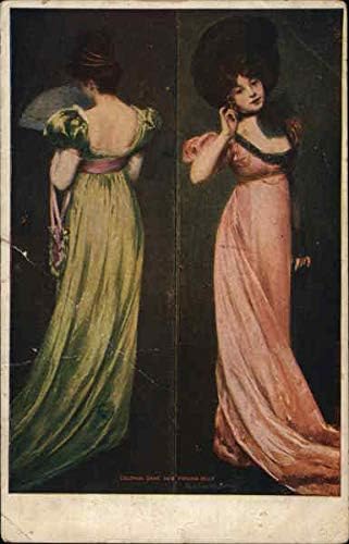 Колониалната Дама и Виргинская Красавица Оригиналната Антични Картичка 1910 г.