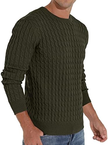 Мъжки Пуловер Askdeer, Пуловер с кръгло деколте, Класически Меки Възли Пуловери с Оребрени ръба