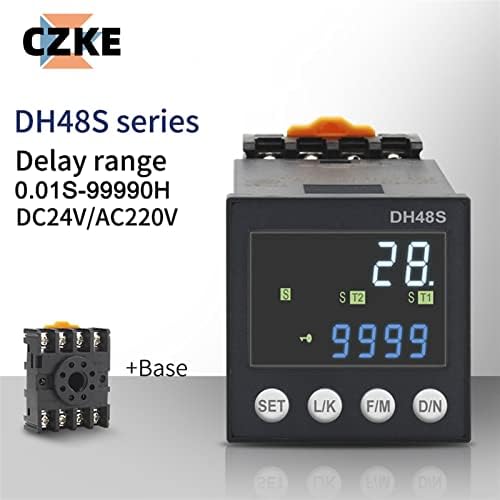 SNKB DH48S DC/AC24V AC220V Прецизионное програмируемо реле закъснение 0,01 S-99990H с клъстер основание Реле време серия DH48S (Размер: