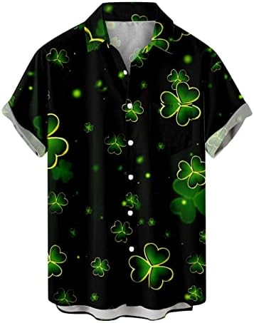 Тениска с Деня на Св. Патрик, Мъжки Зелена Блуза, Хавайски Ризи с Копчета, Ризи с Детелина, Къс Ръкав