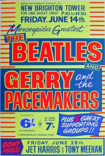 Щампи с надписи RR06 Реколта Бийтълс Jerry & Pacemakers Рок-н-Рол Концерт на група Рекламен Плакат Печат - A3 (432 x 305 мм) от 16.5