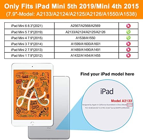 Калъф BRAECN за iPad Mini 5-то поколение, Калъф за iPad Mini и 4 за деца, Силиконов Твърд калъф с многофункционален дръжка, презрамка,