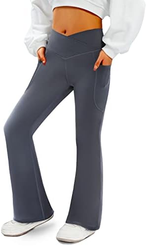 Дамски разкроена панталони Yogo от COPYLEAF с джобове -Гамаши За йога с V-образно деколте и висока талия -Разкроена Гамаши За тренировки