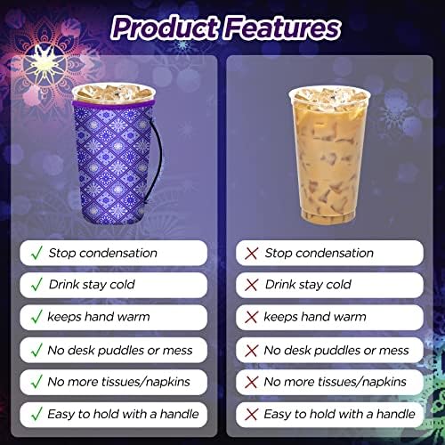 6 БР Многократна употреба Ръкави за кафе чаши с лед в стил Цвете Мандала, на Кутията за кафе чаши, ръкави от неопренового изолатор и