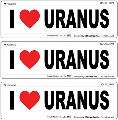 Стикер StickerDad® броня - I Love Uranus (3 опаковки) - Цветен стикер с принтом - Размер: 8 X 2, Цвят: бял / Черен / ЧЕРВЕН - за прозорци,