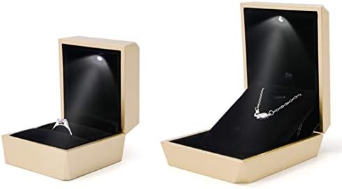 discountstore145 Идеалната кутия за пръстени, лесно се побира в джоба или чантата си Подарък Кутия за бижута с Диамант Повърхност, Led