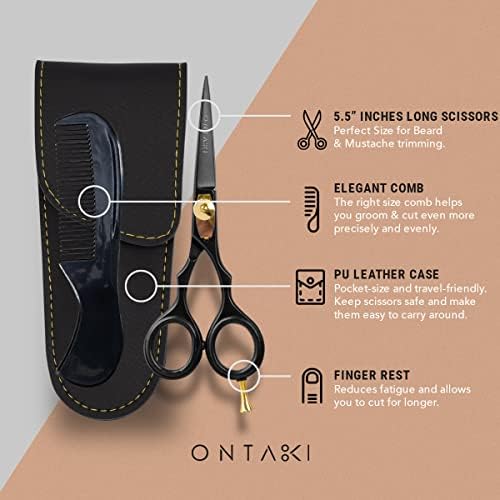 ONTAKI 5,5 Професионални японски Стоманени Ножици за оформяне на брада и мустаци, Салонные ножици - Фризьорски ножици ръчно коване За