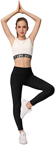 Ежедневни Гамаши за йога Aenlley Момиче с джобове за тренировки-Kid Actice Корема Control Pants, 3 опаковки