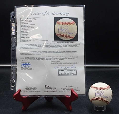 Алберт Пухолс Подписа Бейзболен автограф Rawlings Oml 3x Nl Mvp Jsa Loa D5842 - Бейзболни топки с автографи