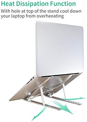 Поставка за лаптоп ХЕЛО, Сгъваема и преносима Алуминиева Компютърен стойка за маса, Ергономична поставка за лаптоп с 6 регулировками