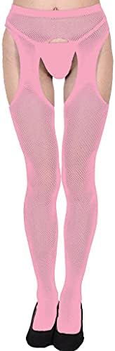 Чорапи в Окото Свързани с Дизайн, Класически Чорапогащи Чорапогащи в рибарска мрежа, Чорапи до Бедрото, Черни, с Колан на Подвязках