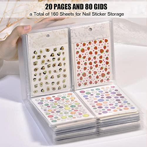 Zoance 2 Опаковки (160 листа) Книгата за Съхранение на Стикери за Дизайн на ноктите, Албум За Събиране, Pvc Стикери За Нокти, Празен Титуляр за Съхранение, Органайзер за ...