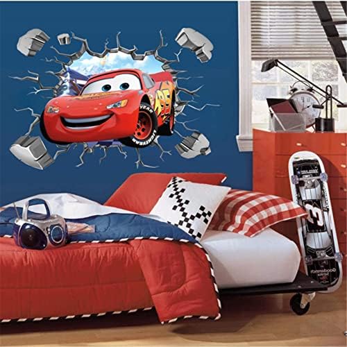Стикери за Стена Cars McQueen за Детска Спалня Момчета с Анимационни Модел, Самозалепващи PVC, Декоративни Стикери За Игра Плакат