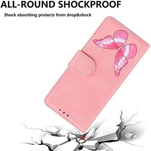 Чанта-портфейл Monwutong за Samsung Galaxy S22 (не S22 Plus), калъф от изкуствена кожа с релефни във формата на пеперуда, с магнитна