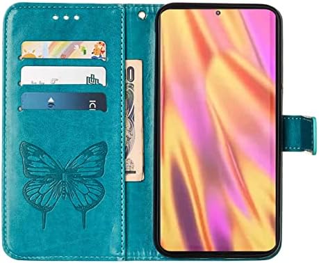 Чанта-портфейл Galaxy S22 Ultra, Чантата Samsung S22 Ultra Case, Защитен калъф-книжка с панти капак от изкуствена кожа [Пеперуда и цвете