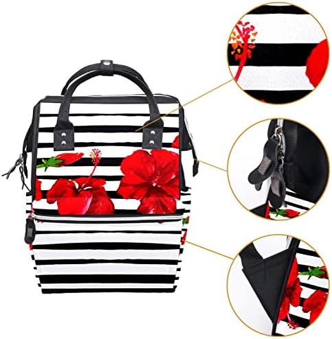 Пътен Раница GUEROTKR, Чанта за Памперси, Рюкзачные Чанти за памперси, червено цвете с шарките на черна ивица