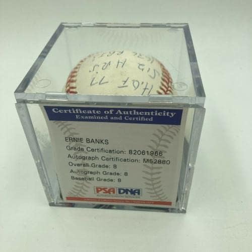 Ърни Банкс Подписа Бейзболни топки с Автографи И с Големи Букви STAT Baseball PSA DNA COA - Бейзболни топки С автографи