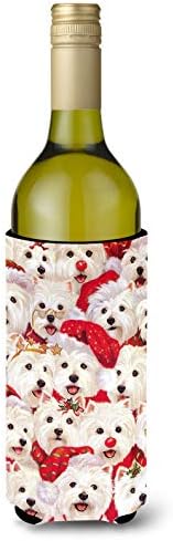 Carolin's Treasures PPP3133LITERK Westie Коледа Устройство за обнимания бутилки с Вино в Големи Количества, Устройство за Обнимания ръкави-Охладители,