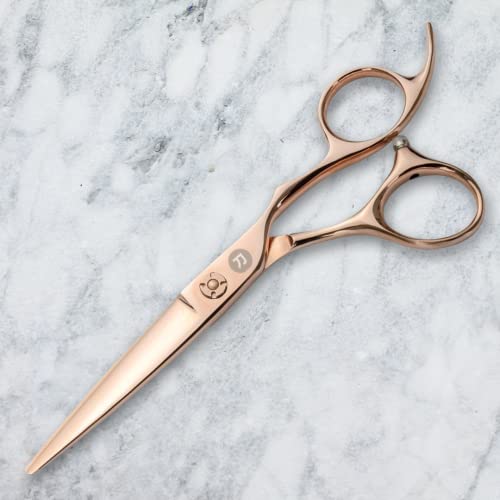 Ножица за подстригване на коса Saki Shears 5,5 Natsukashii от Розово Злато - Титаново-Златна Полиране - Остри Режещи остриета, изработени