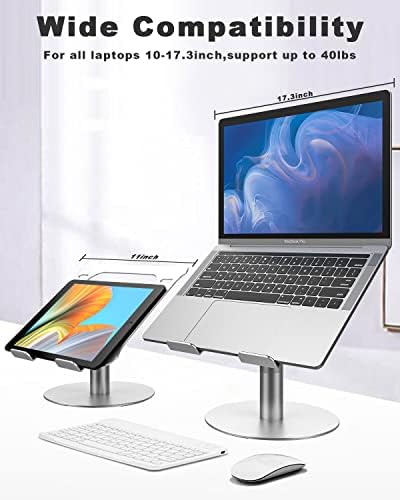 Завъртане на Поставка за лаптоп, Ергономична Поставка за компютър с регулируема височина, Държач за лаптоп с възможност за завъртане